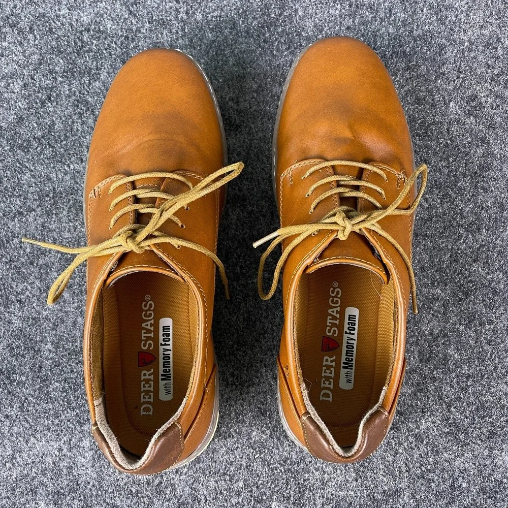 Deer Stags Oakland Mens 10.5M Tan Casual Oxford Shoes Faux Leather Comfort